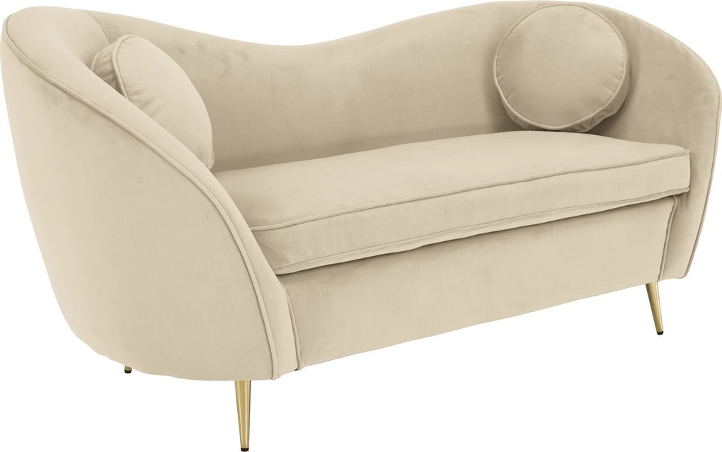 Canapea cu 2 locuri de design, ţesătură Velvet bej/gold crom auriu, EZIO TYP 2