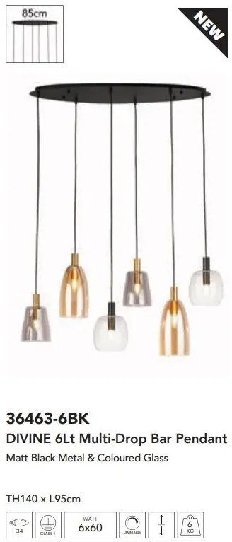 Lustra cu 6 pendule design modern Divine