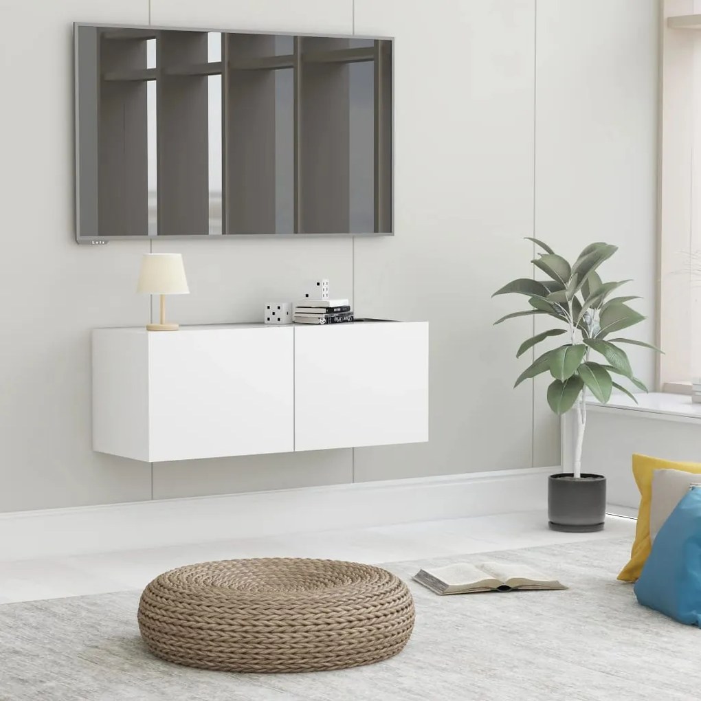 801472 vidaXL Comodă TV, alb, 80 x 30 x 30 cm, lemn prelucrat