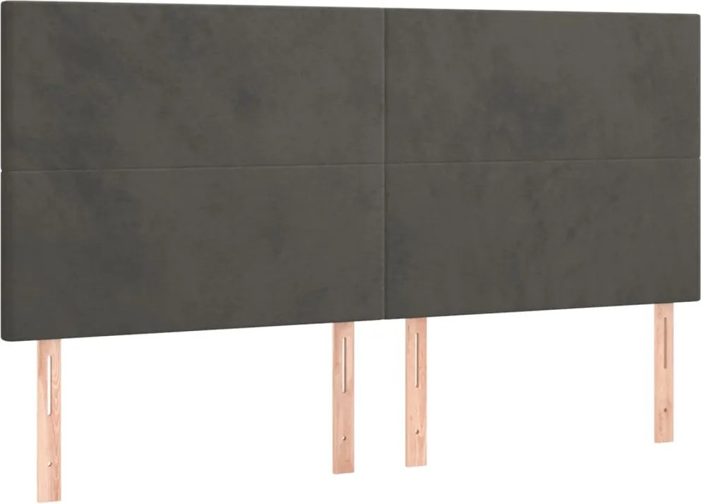 vidaXL Tăblie de pat gri închis 180x5x118/128 cm catifea