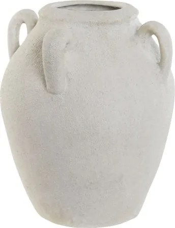 Vază decorativă cu mâner, stil rustic modern, culoare alb, din stoneware, „Stoneware”