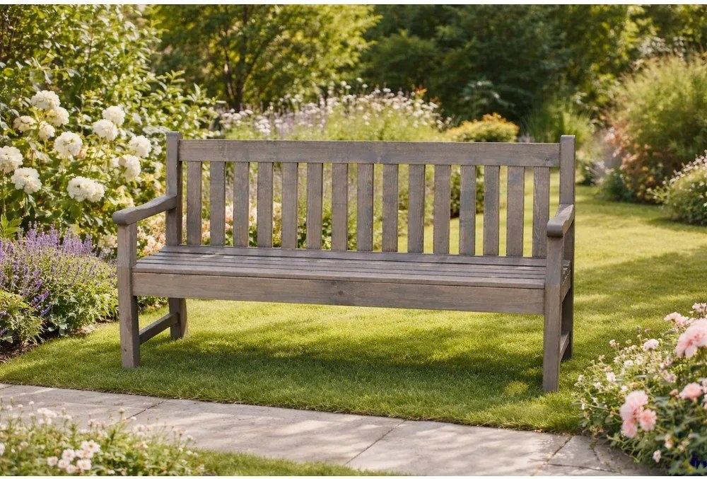 Bancă de grădină gri din lemn London - Rojaplast