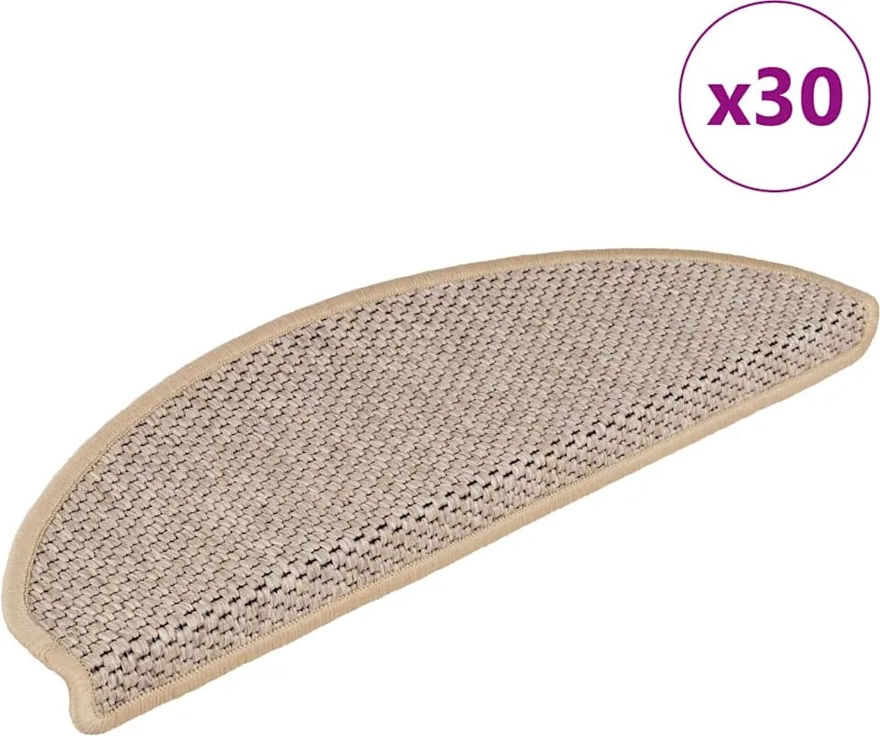 vidaXL Covorașe scări autoadezive 30 buc. bej deschis 65x21x4 cm sisal
