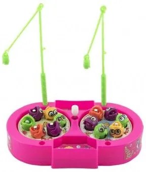 Joc pește / pescar plastic 14cm+2 lansete 3 culori