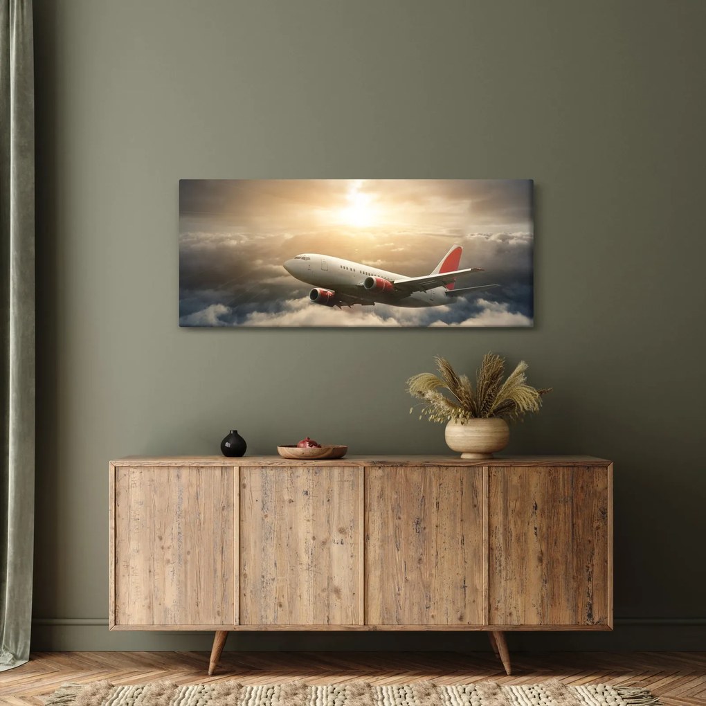 Tablou - Avion în nori (120x50 cm)