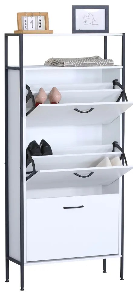 Botník TREDIS, 3 etaje, alb