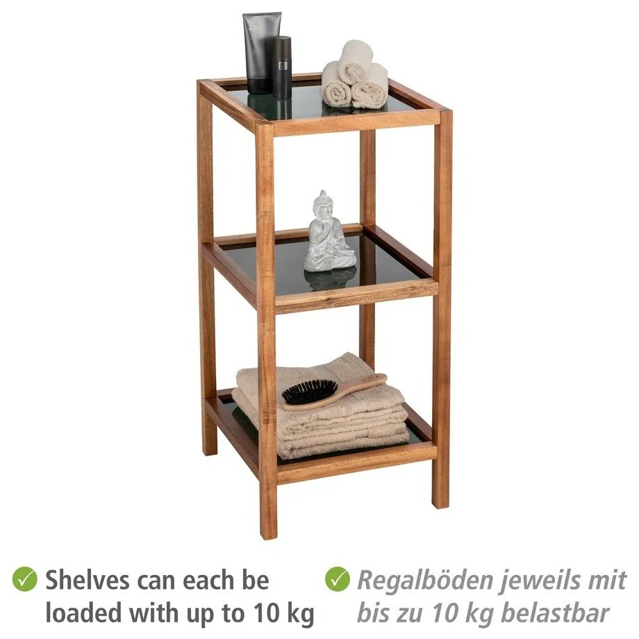 Etajeră de baie neagră/în culoare naturală din sticlă 36x79 cm Fondi – Wenko