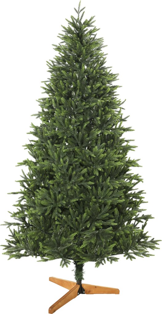 HOMCOM Brad artificial de Crăciun 180 cm, aspect realist și bogat, 732 ramuri din PE ignifug, bază pliabilă din lemn, verde | Aosom Romania