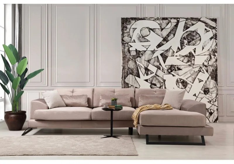 Canapea Tip Coltar Tapitat cu Perne Incluse Frido Corner Right (L3+Chl) - Beige