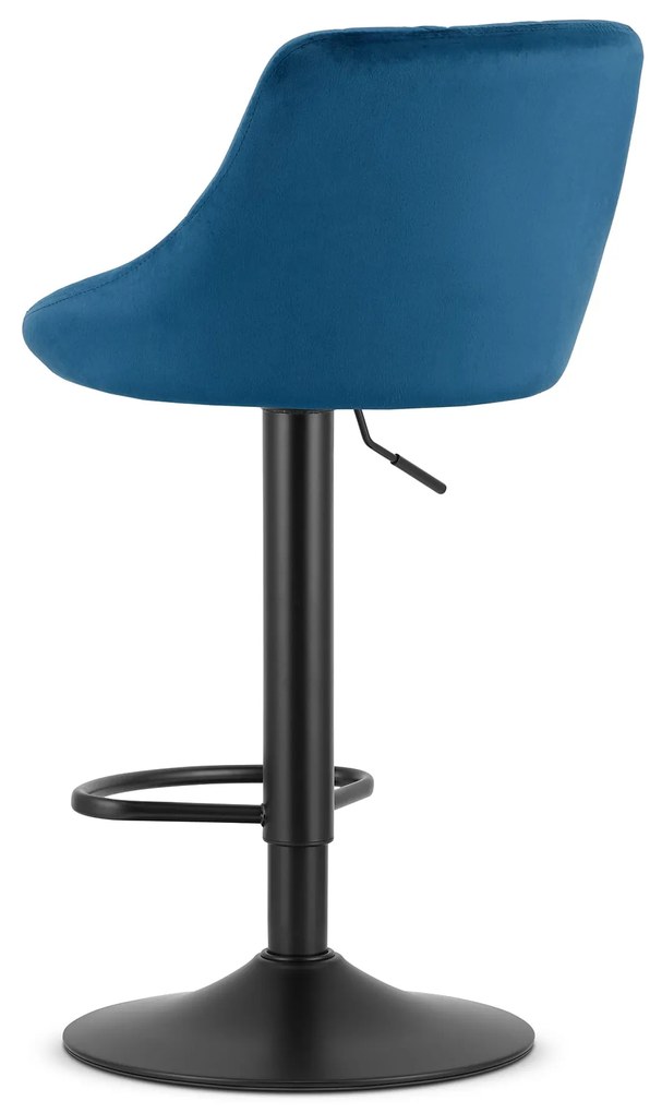 Scaun de bar albastru KAST VELVET cu picior negru