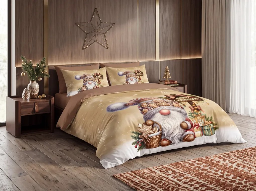 Lenjerie de pat din microfibra 3D GINGER GNOME maro Dimensiune lenjerie de pat: 2 ks 70 x 90 cm | 140 x 200 cm