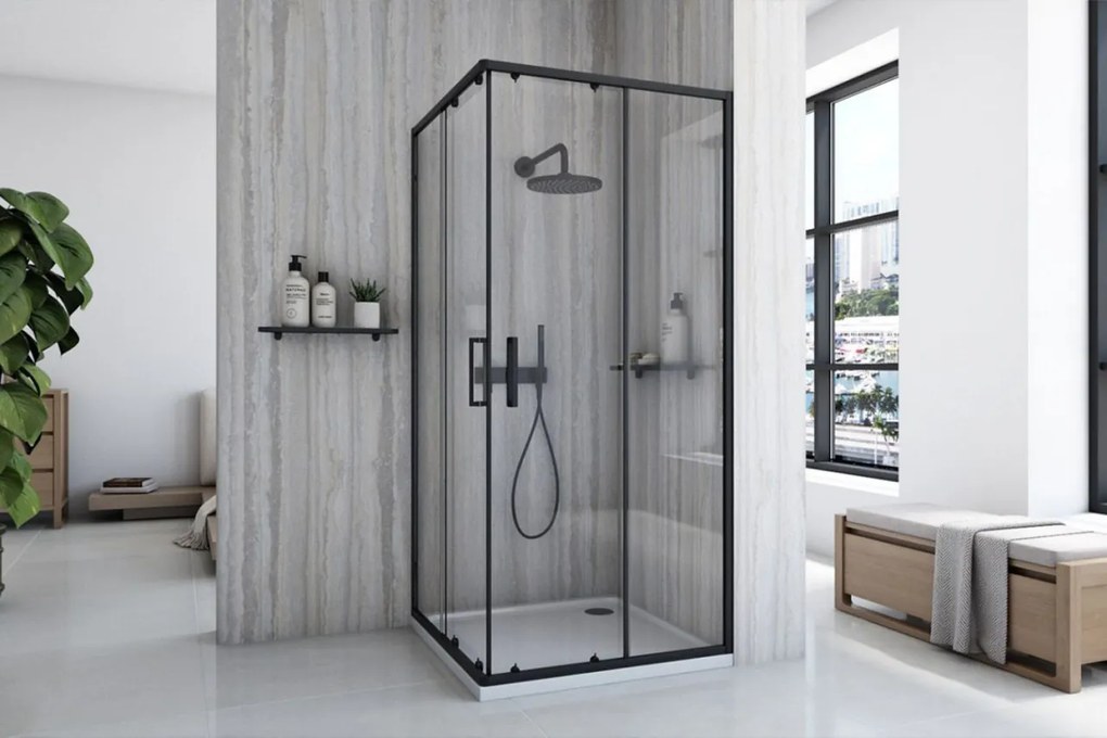Cabina de dus neagra City 80x80 cm