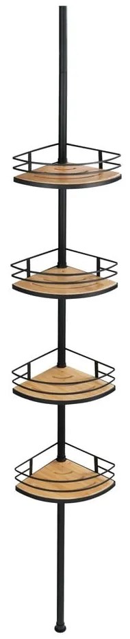 Raft de colț telescopic de colț pentru baie negru mat din bambus Dolcedo – Wenko