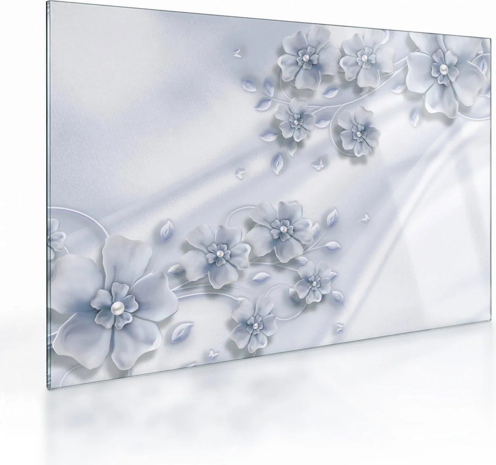 Tablou pe sticlă - Design flori (70x50 cm)