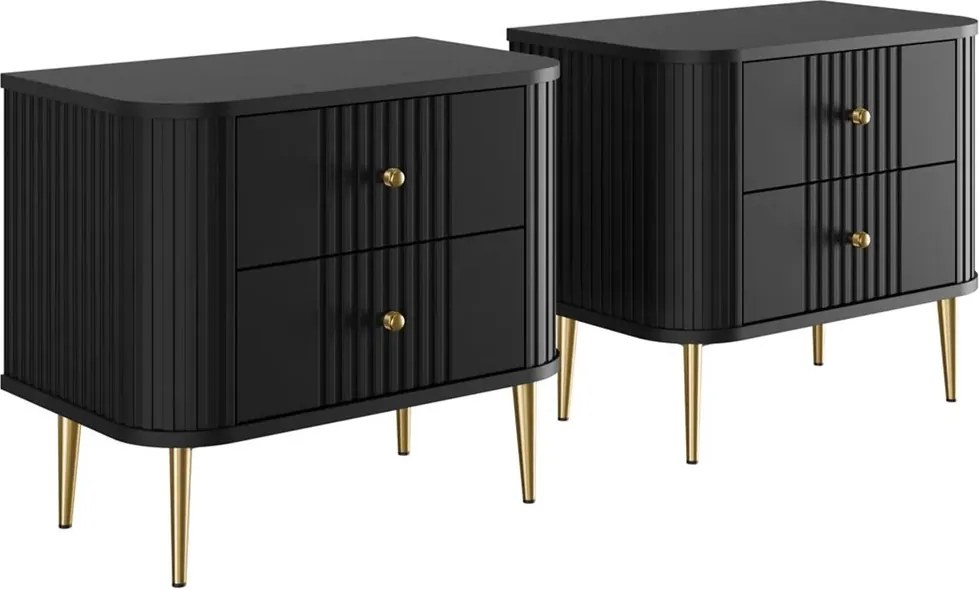 Set noptiere Vesper 56 cm - negru / picioare aurii