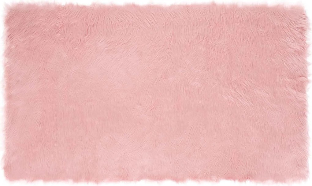 vidaXL Covor din Lână Faux Tafalla Roz 100 x 200 cm Poliester