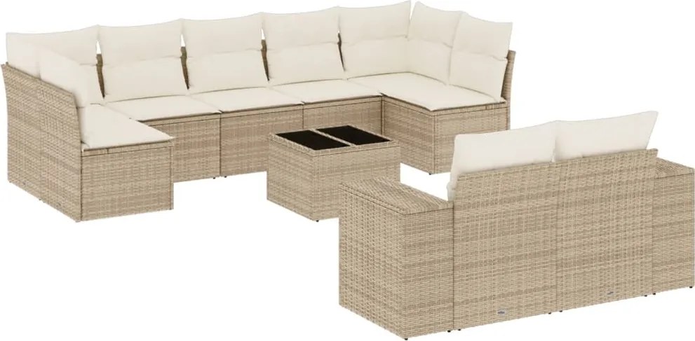 vidaXL Set canapele de grădină cu perne, 10 piese, bej, poliratan