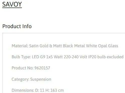 Pendul design modern SAVOY