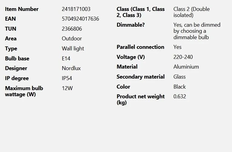 Aplica de exterior stil nordic IP54 Tadas