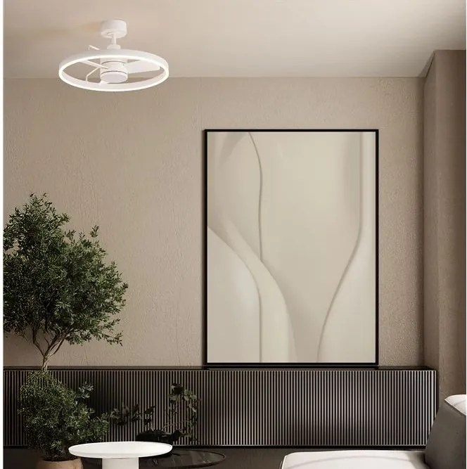 Lustra LED cu ventilator si telecomanda LUNAIR alb