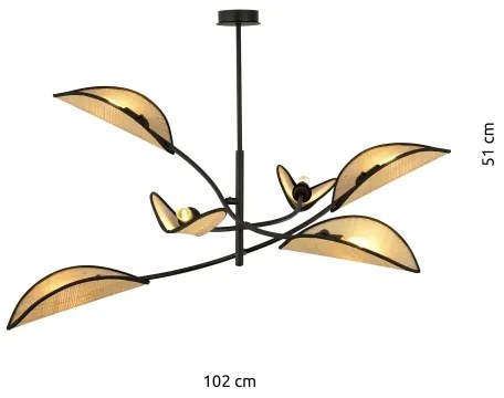Lustră pe tijă LOTUS 6xE14/10W/230V negru/bej