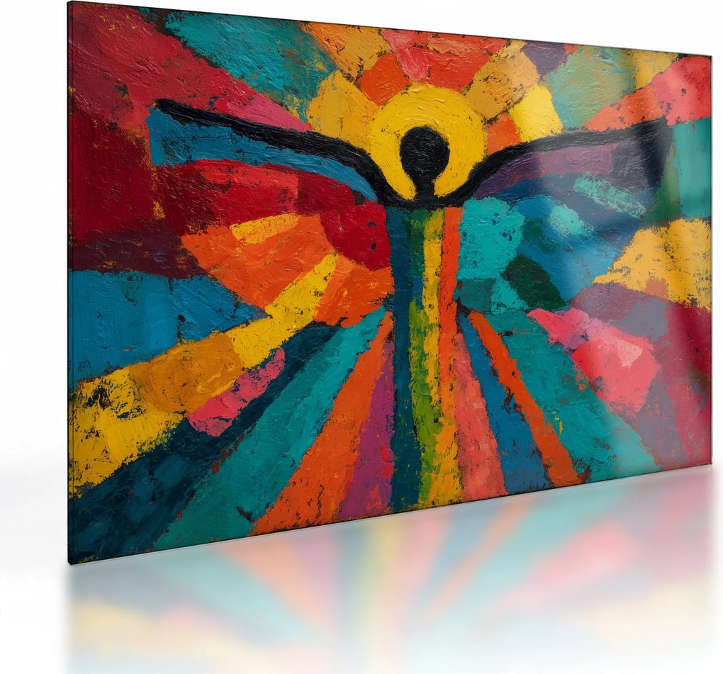 Tablou pe sticlă - Înger pictat (70x50 cm)
