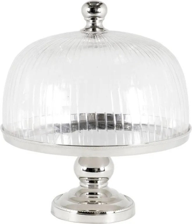 Platou cu picior si capac din sticla design LUX Giorgio, nickel 104406 HZ