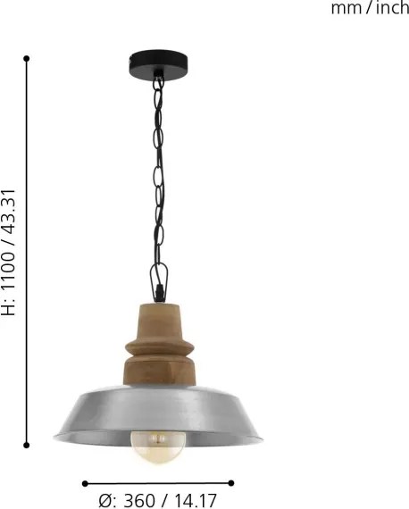 Eglo 33024 - Lustră pe lanț RIDDLECOMBE 1xE27/60W/230V
