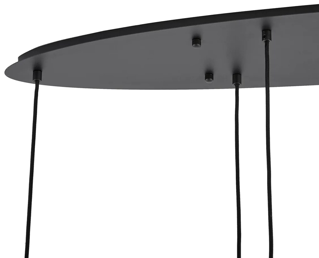 Lampă suspendată modernă neagră cu sticlă albă dreptunghiulară cu 6 lumini - Misty