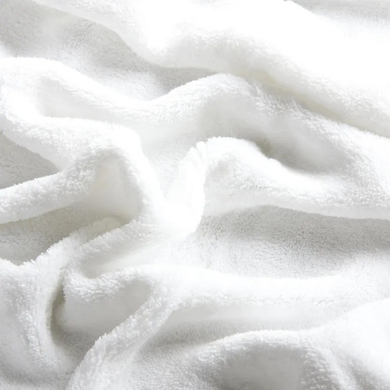 Asternut elastic din microflanel alb pat dublu