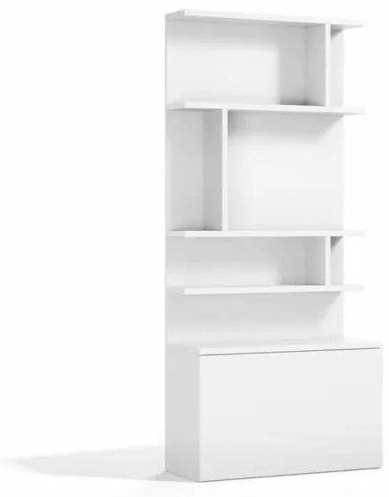 Biblioteca - Royal Bookcase (100 cm) (Culoare biblioteca Royal: Alb Lucios + Corpuri albe mat)