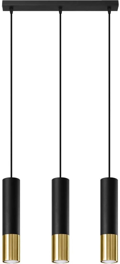 Sollux Lighting Loopez lampă suspendată 3x40 W negru-auriu SL.0954