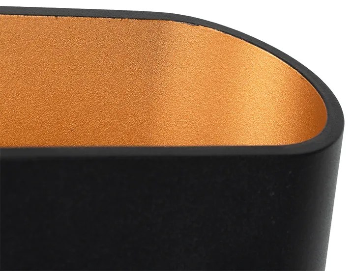 Aplică modernă neagră cu interior auriu oval - Alone