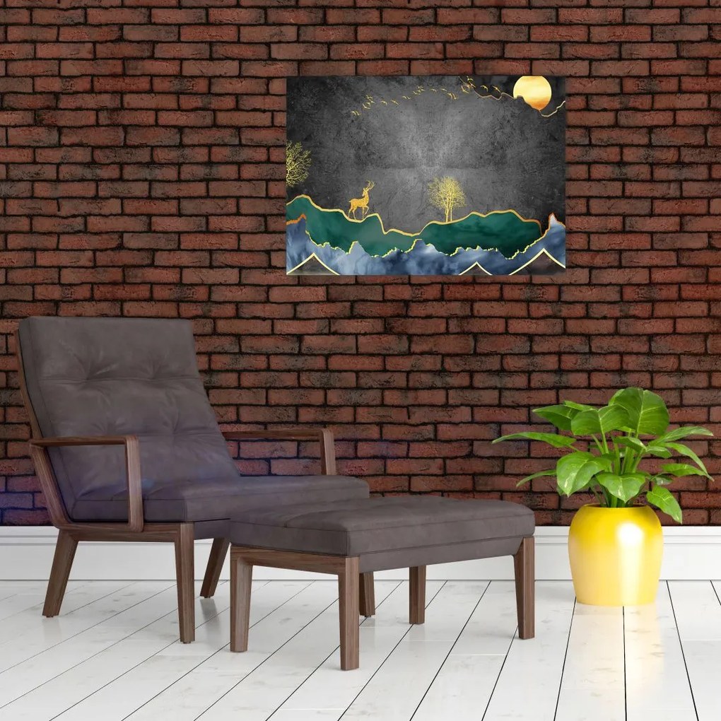 Tablou pe sticlă - Munții (70x50 cm)