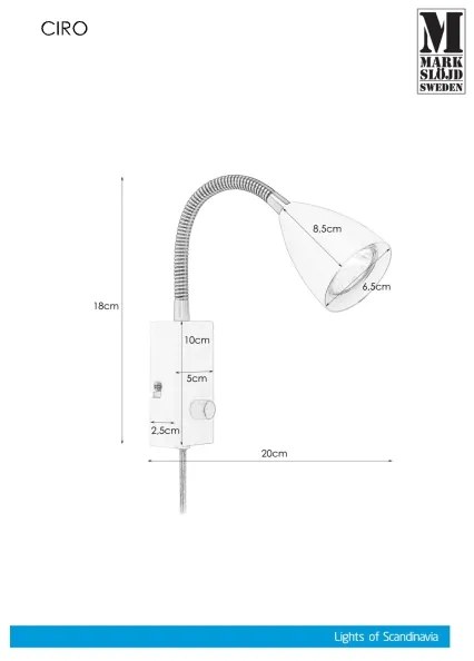 Markslöjd 106588 - Aplică perete dimmabilă CIRO 1xGU10/7W/230V alb
