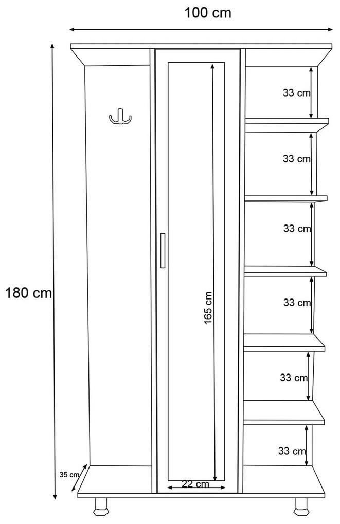 Mobilier hol Cercei (Stejar + Alb). 1088688