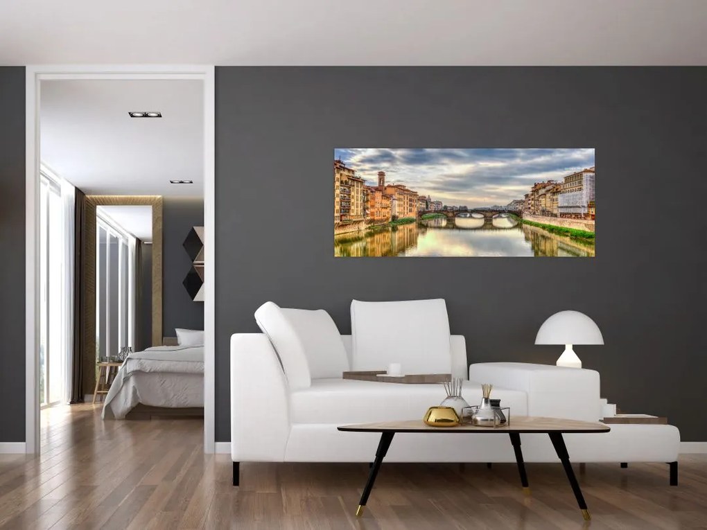 Tablou orașului cu râu (120x50 cm)