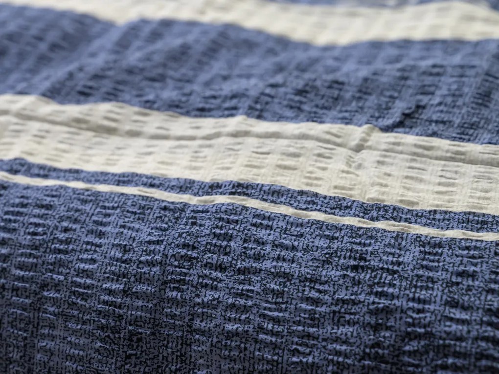 Lenjerie de pat din bumbac Renforce creponat BLUE LINE albastru Dimensiune lenjerie de pat: 70 x 90 cm | 140 x 200 cm