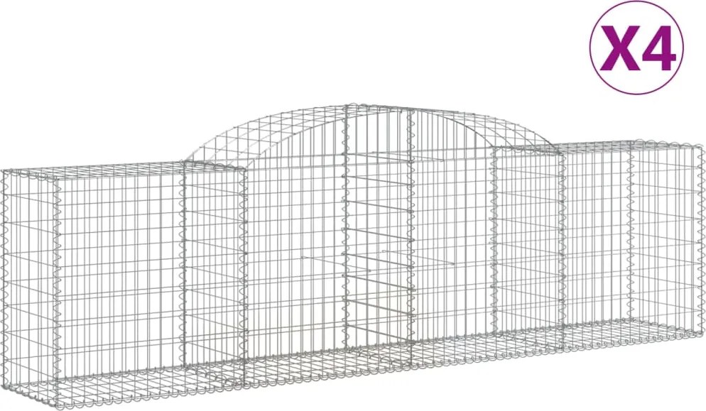 vidaXL Coșuri gabion arcuite 4 buc, 300x50x80/100 cm, fier galvanizat