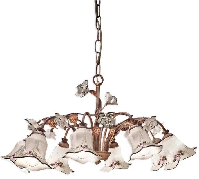 Candelabru 8 brate cu flori ceramice in stilul clasic Florentin PISA