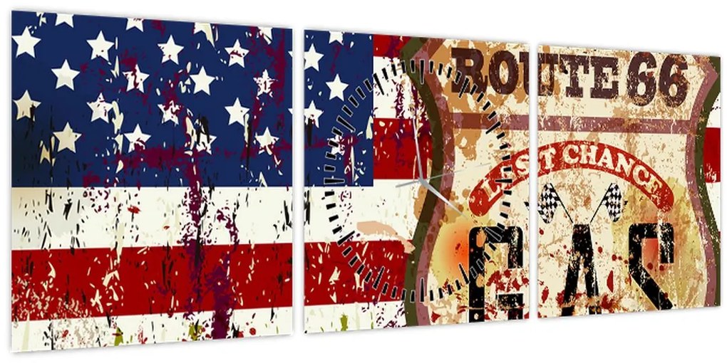 Tablou - Vintage steag (cu ceas) (90x30 cm)