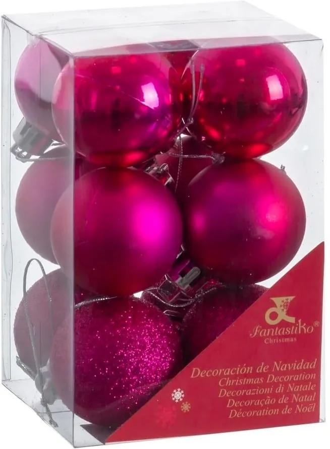 Set 12 decorațiuni de Crăciun Unimasa Navidad, violet