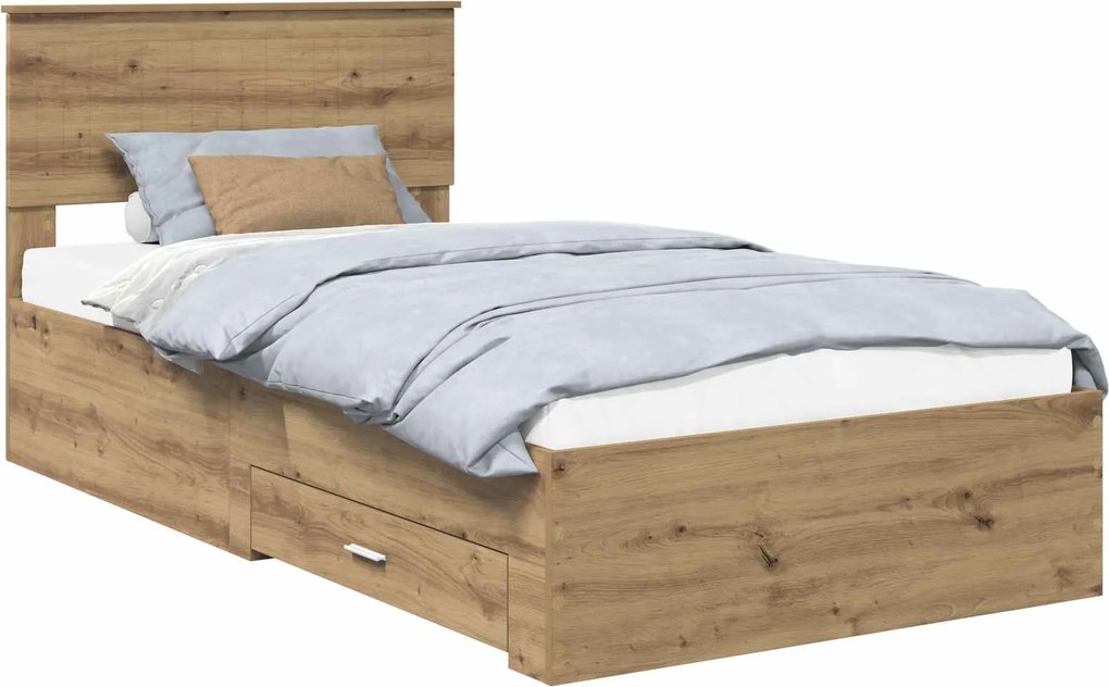 vidaXL Cadru de pat Stejar Artizanal 100 x 200 cm Lemn compozit