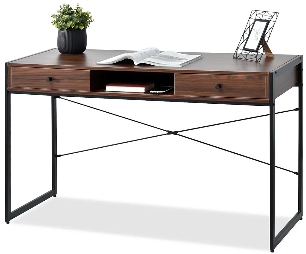 Masă PC Nills (nuc închis + negru). Promo -14%. 1109799