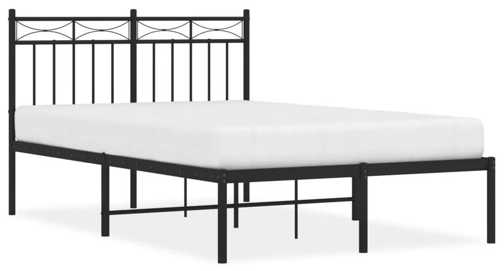 373688 vidaXL Cadru de pat metalic cu tăblie, negru, 120x190 cm