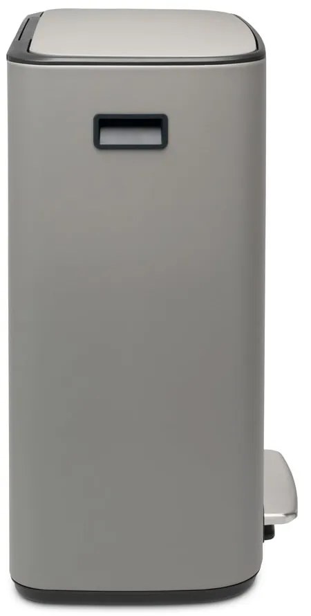 Coș de gunoi gri deschis de reciclat/cu pedală din oțel 60 l Bo – Brabantia