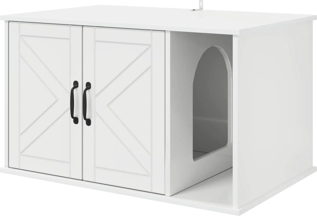 vidaXL Casa pentru pisici Alb Lucios 85 x 55 x 50 cm Lemn compozit