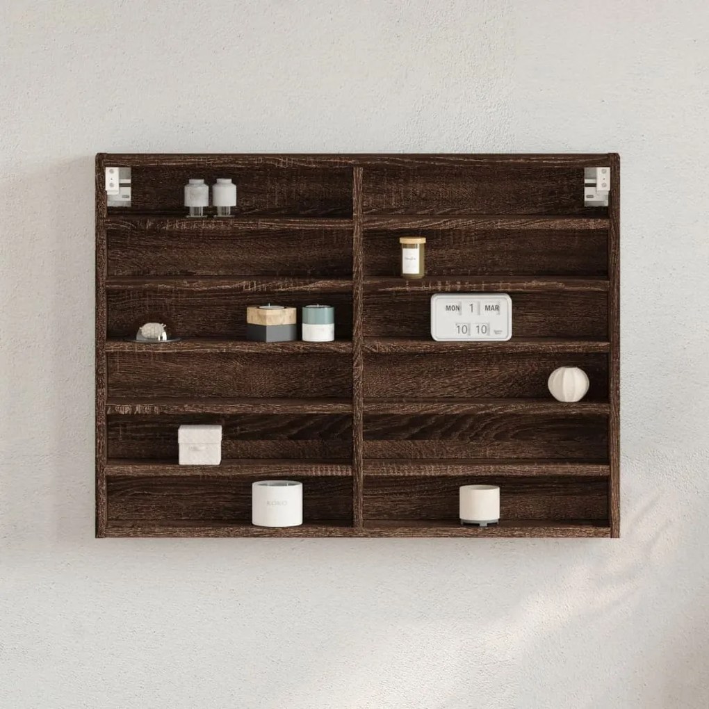 vidaXL Dulap cu vitrină, stejar maro, 80x8,5x58 cm, lemn prelucrat