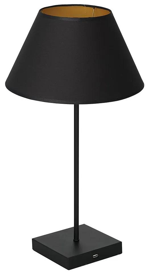 Lampă de masă cu conector USB 1xE27/60W/230V neagră