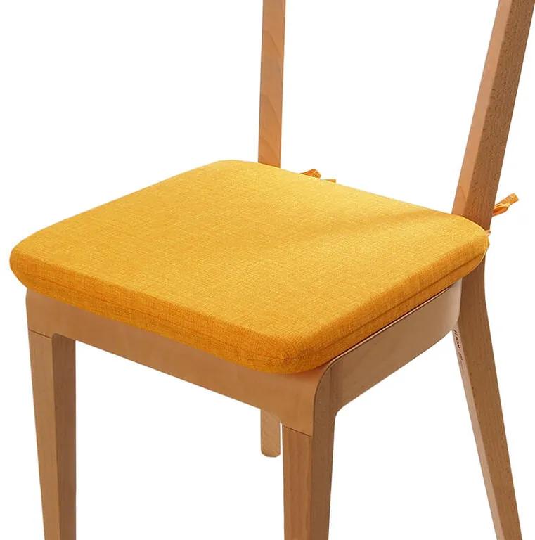 Pernă de şezut cu husă lavabilă BESSY, galbenă set 4 buc